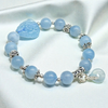  Vòng đá aquamarine mix hồ ly, điếu và bạc 925 