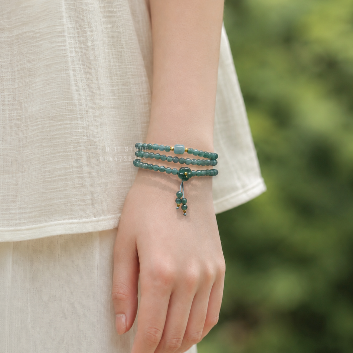  Chuỗi lam ngọc loại A mix Charm 