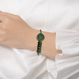  Dây đeo tay đồng xu kim tiền và ngũ điếu Ngọc bích 