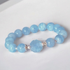  Vòng đá aquamarine charm hoa mẫu đơn 