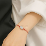  Dây đeo tay lu thống cẩm thạch trắng xanh - Size nữ 