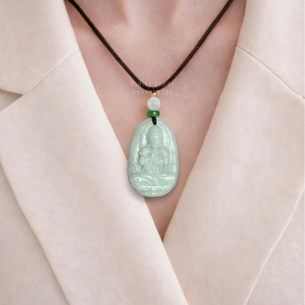  Dây đeo cổ mặt Phật Bản Mệnh - Cẩm Thạch Jade 