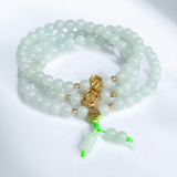  Chuỗi ngọc phỉ thúy type A mix charm titan vàng 