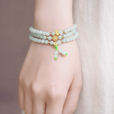  Chuỗi ngọc phỉ thúy type A mix charm titan vàng 