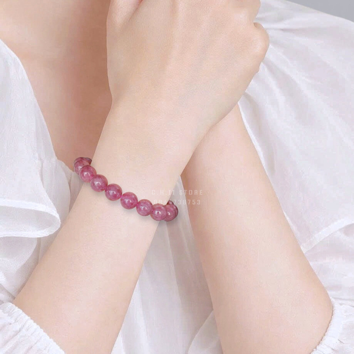  Vòng đá Tourmaline Hồng Tím 