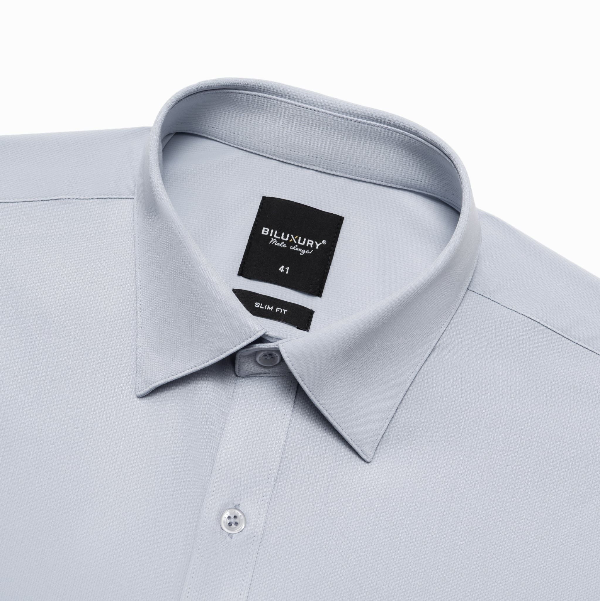 ÁO SƠ MI NAM BILUXURY TAY NGẮN, THIẾT KẾ ĐƠN GIẢN - MÀU XÁM GHI SÁNG 1SMCB629GHS