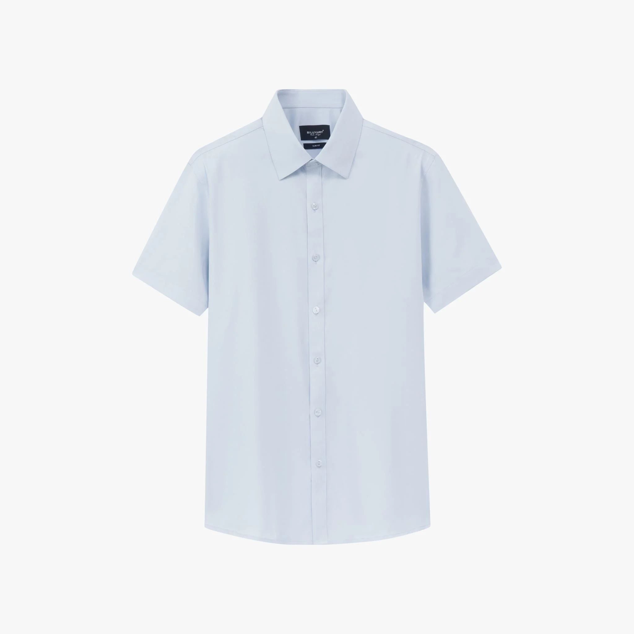 ÁO SƠ MI NAM BILUXURY TAY NGẮN, THIẾT KẾ ĐƠN GIẢN - MÀU XÁM GHI SÁNG 1SMCB629GHS