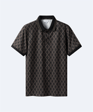  Áo polo hoạ tiết, (Đen, 43) 