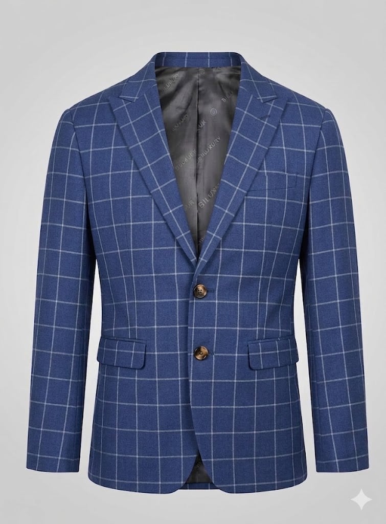  ÁO VEST CƠ BẢN, SỌC CARO - XANH DƯƠNG 4AVBC006XAH 