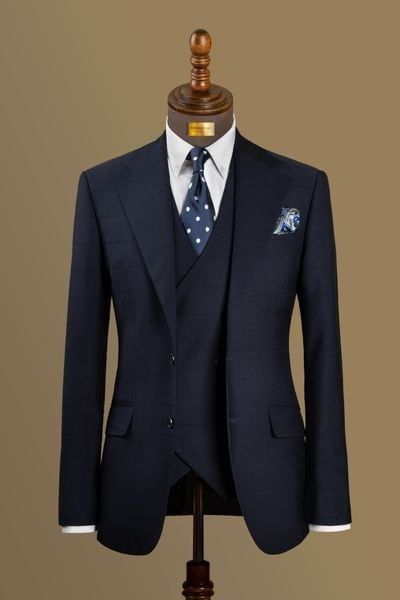  Áo Vest Xanh Kẻ Vuông May Đo - AV284 