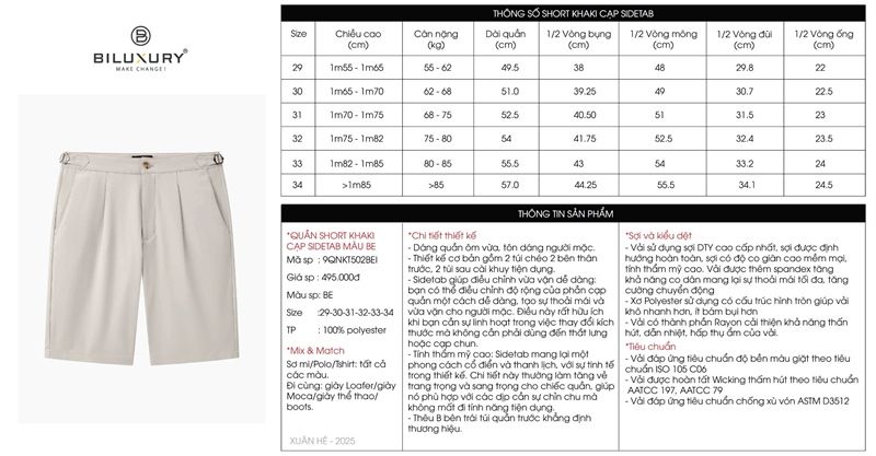QUẦN NGỐ THIẾT KẾ CAO CẤP - MÀU BE 9QNKT502BEI