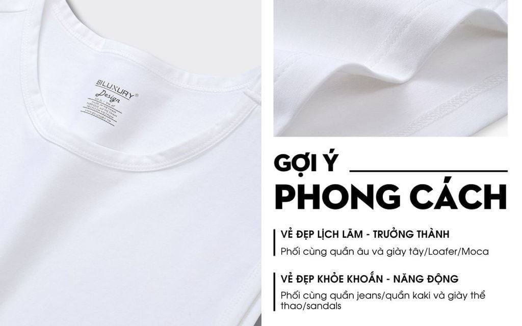 ÁO THUN BA LỖ CO GIÃN - TRẮNG  9ABLB502TRK