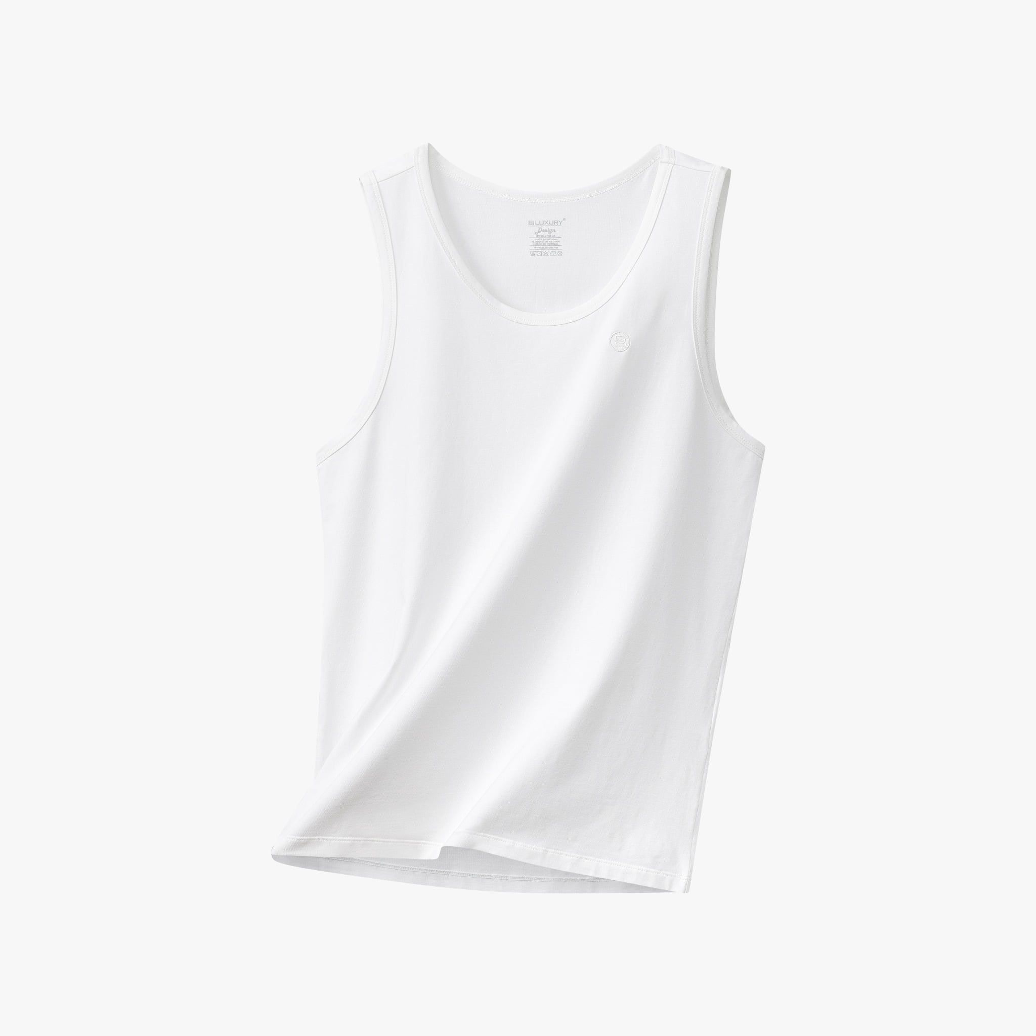 ÁO THUN BA LỖ COTTON, CO GIÃN - TRẮNG 9ABLB501TRK