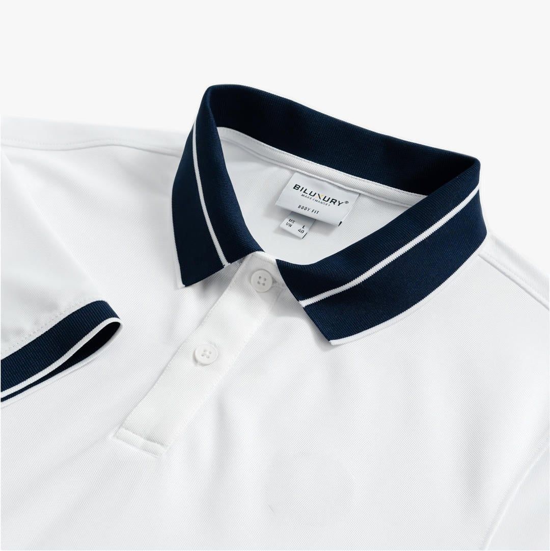 ÁO POLO THIẾT KẾ BASIC - MÀU TRẮNG, VIỀN CỔ ĐEN