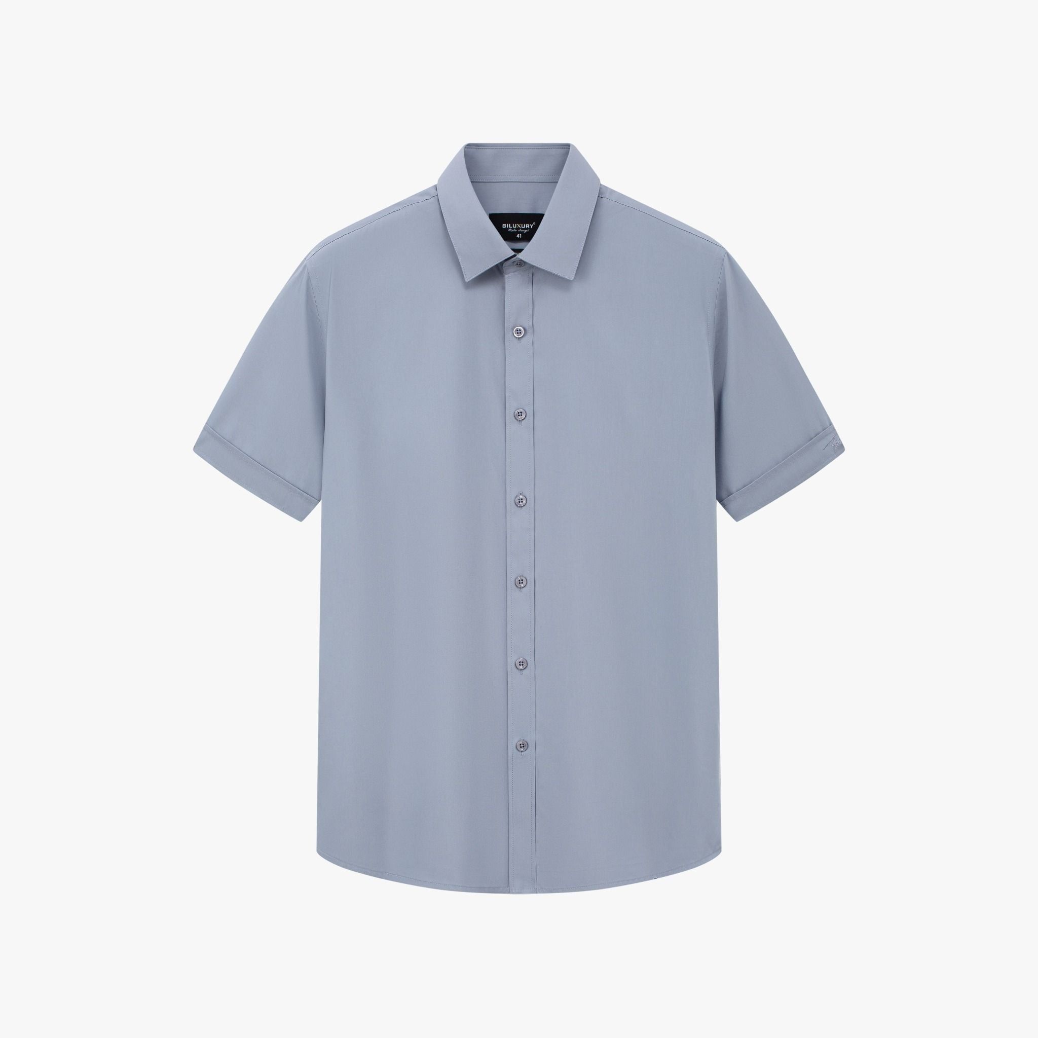 ÁO SƠ MI CỘC TAY BASIC - MÀU GHI SÁNG