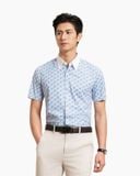  Áo sơ mi cộc tay hoạ tiết, (Xanh, 39) 