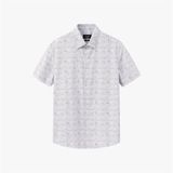  ÁO SƠ MI CỘC TAY HỌA TIẾT CAO CẤP - TRẮNG XÁM 