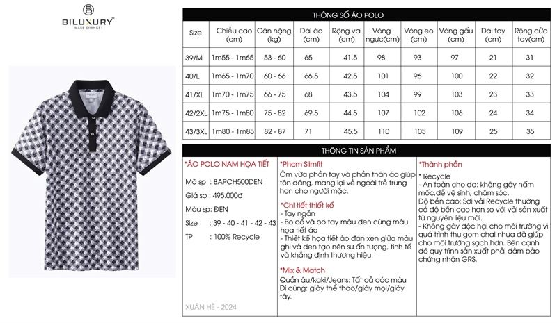 ÁO T-SHIRT HỌA TIẾT -  8APCH500DEN