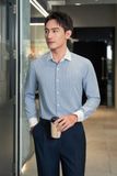  Sơ mi xanh công sở sọc trắng - SMC195 - 56 