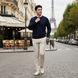  Áo len cổ tròn thiết kế, (Tím than tối, 39) 