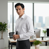  Áo sơ mi dài tay thiết kế, (Trắng, 39) 