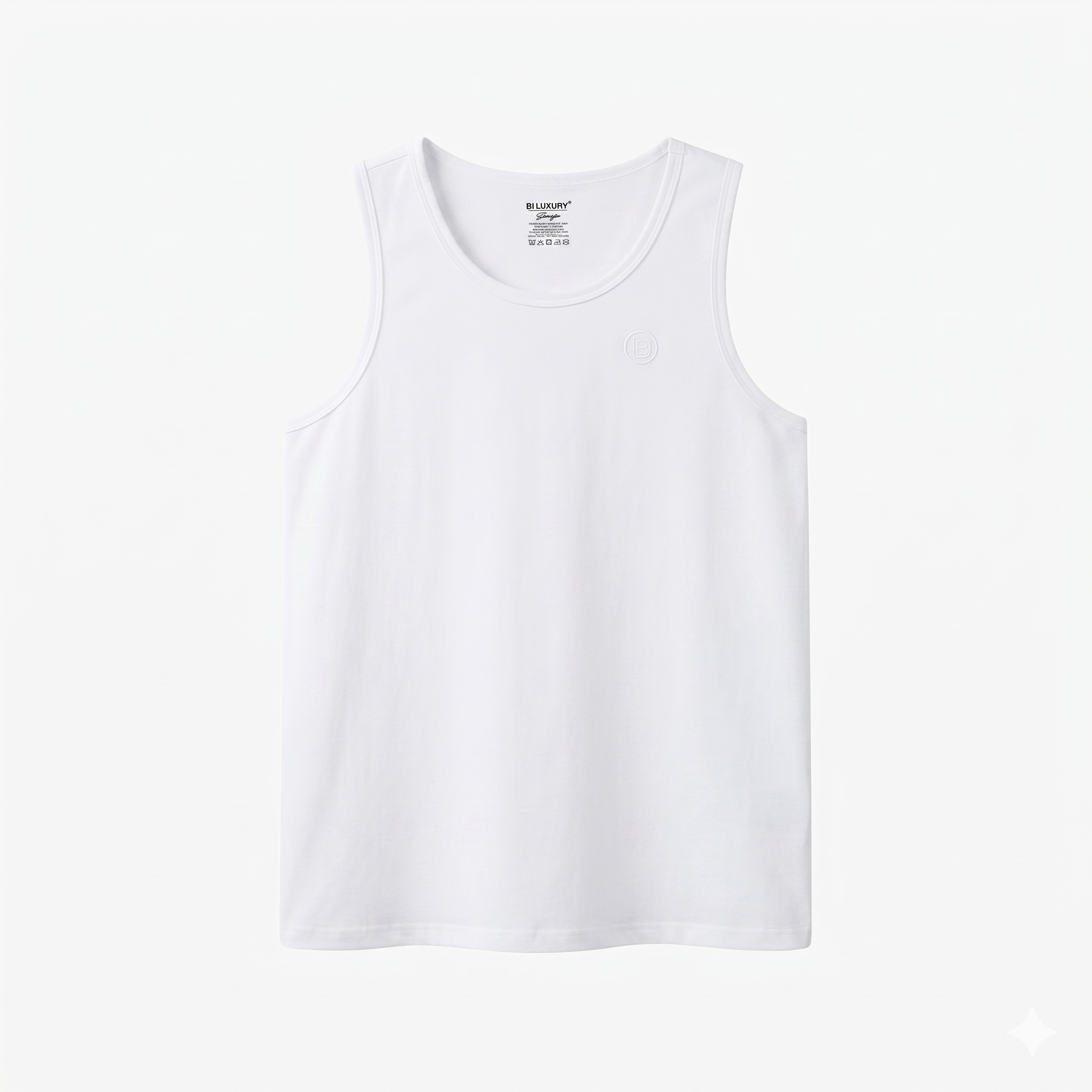 ÁO THUN BA LỖ COTTON, CO GIÃN - TRẮNG 9ABLB501TRK