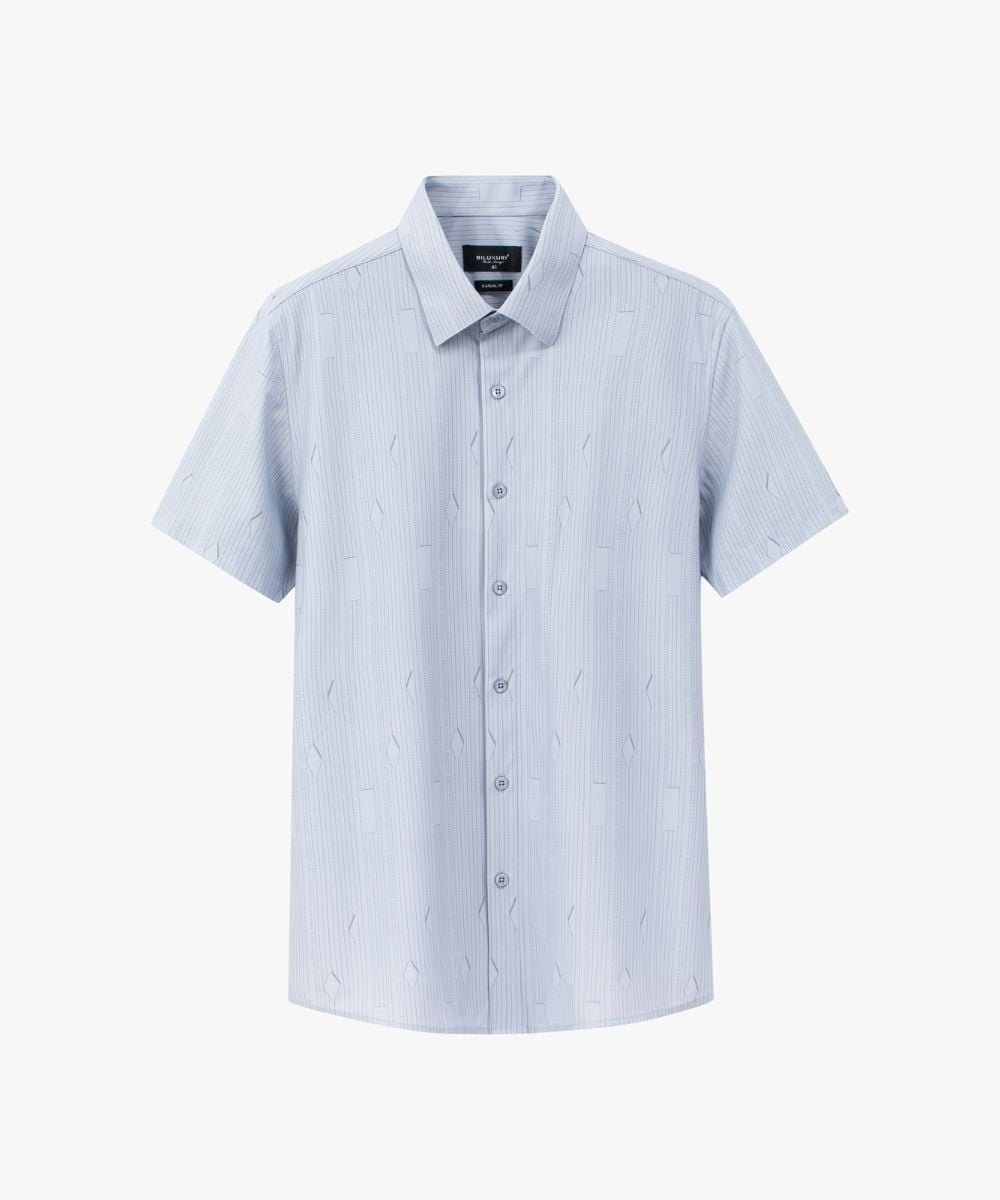  Áo sơ mi cộc hoạ tiết, (Ghi xám, 39) 