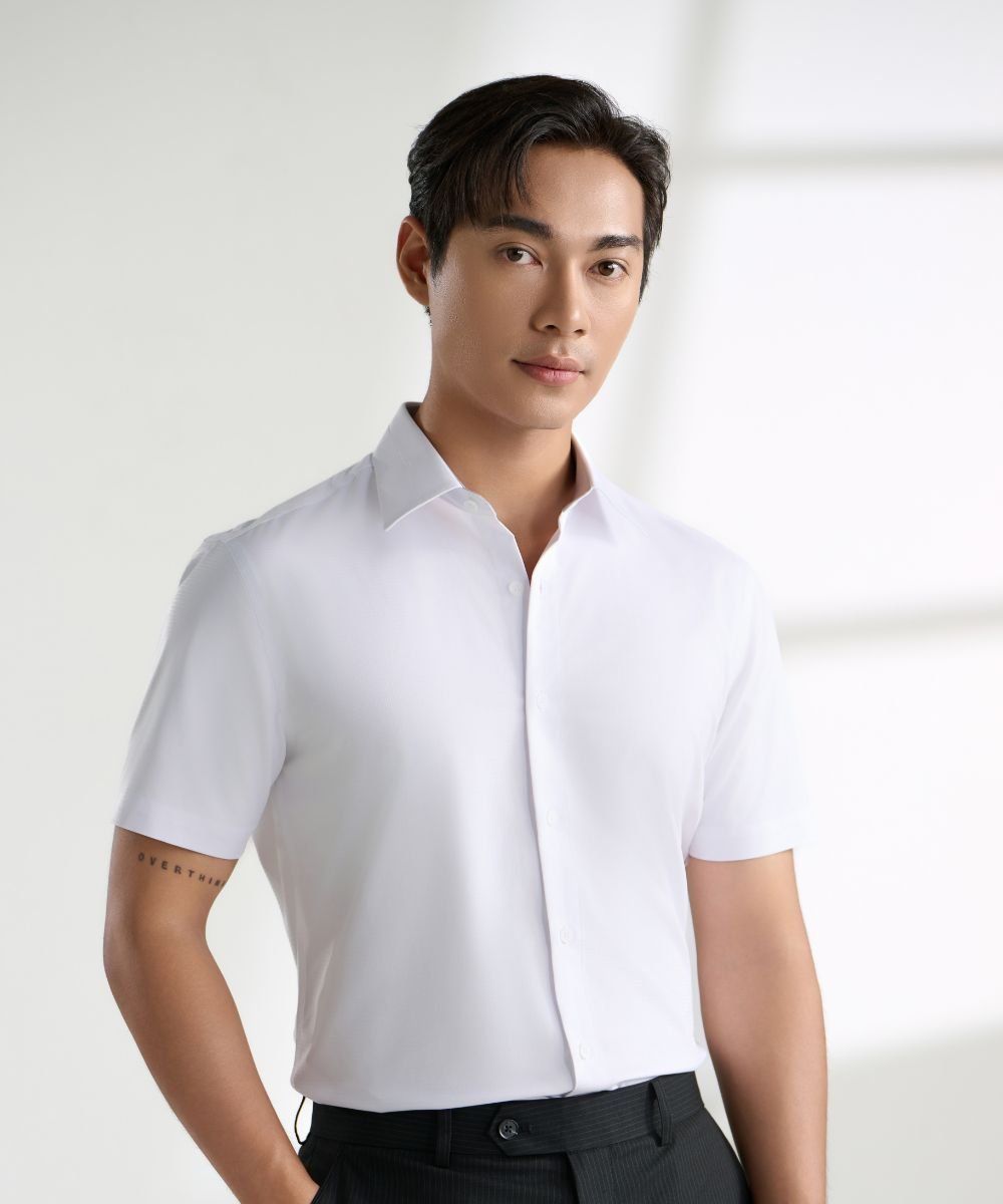  Áo sơ mi cộc tay cơ bản, (Trắng, 39) 