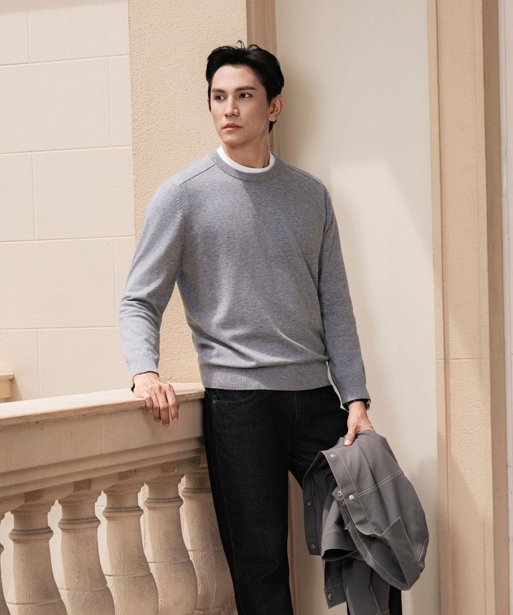  Áo len cổ tròn thiết kế, (Ghi sáng, 39) 