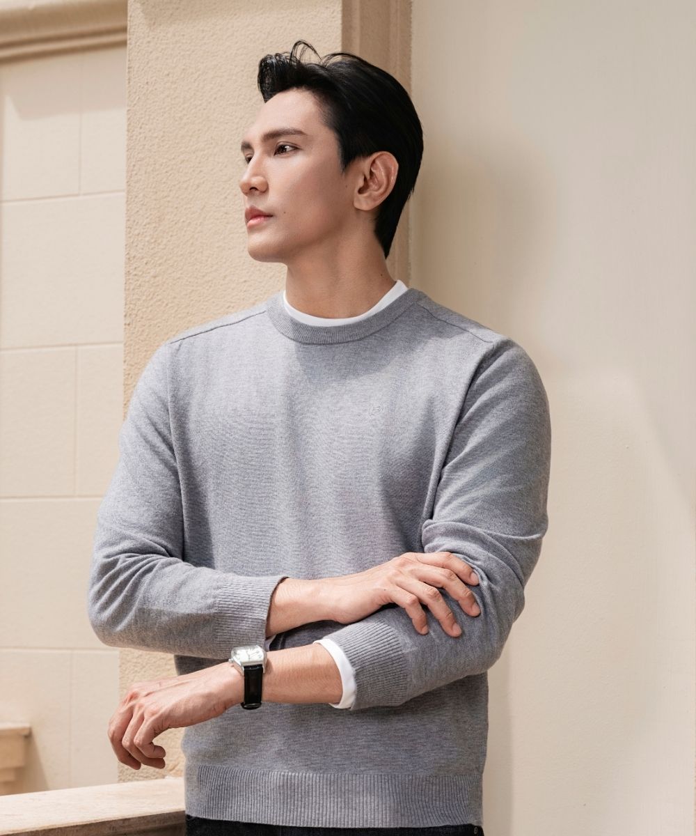  Áo len cổ tròn thiết kế, (Ghi sáng, 39) 