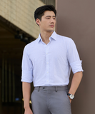  Áo sơ mi dài tay hoạ tiết, (Trắng, 39) 