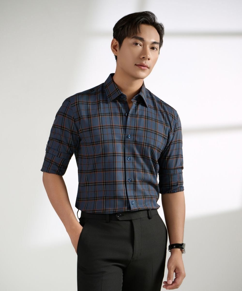  Áo sơ mi dài tay caro, (Xanh ngọc, 39) 