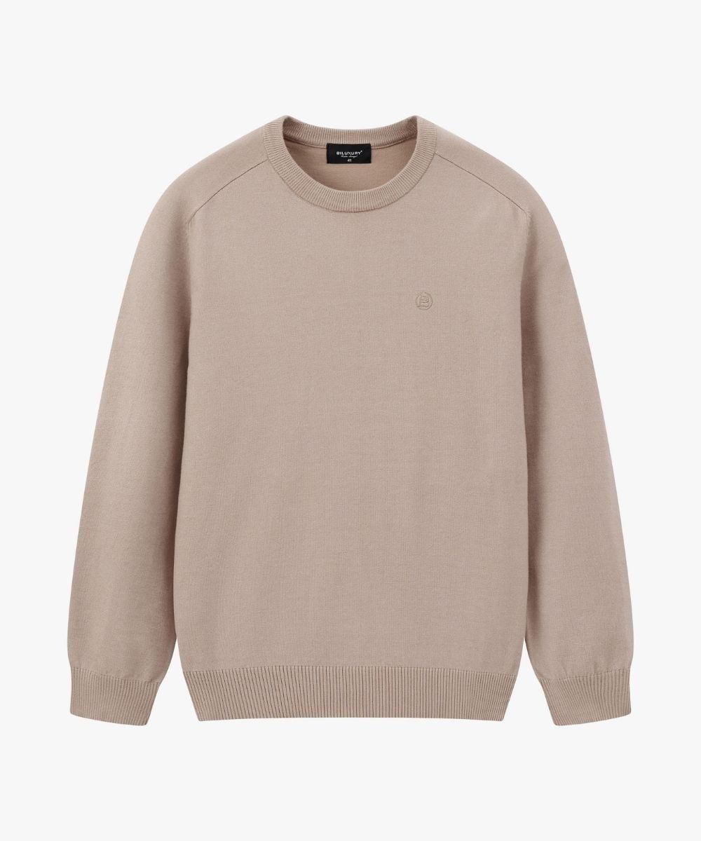  Áo len cổ tròn thiết kế, (Be, 39) 