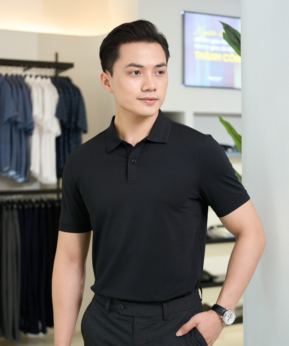  Áo polo cơ bản, (Đen, 43) 