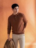  Áo len cổ polo thiết kế, (Nâu, 39) 