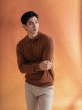  Áo len cổ polo thiết kế, (Nâu, 39) 