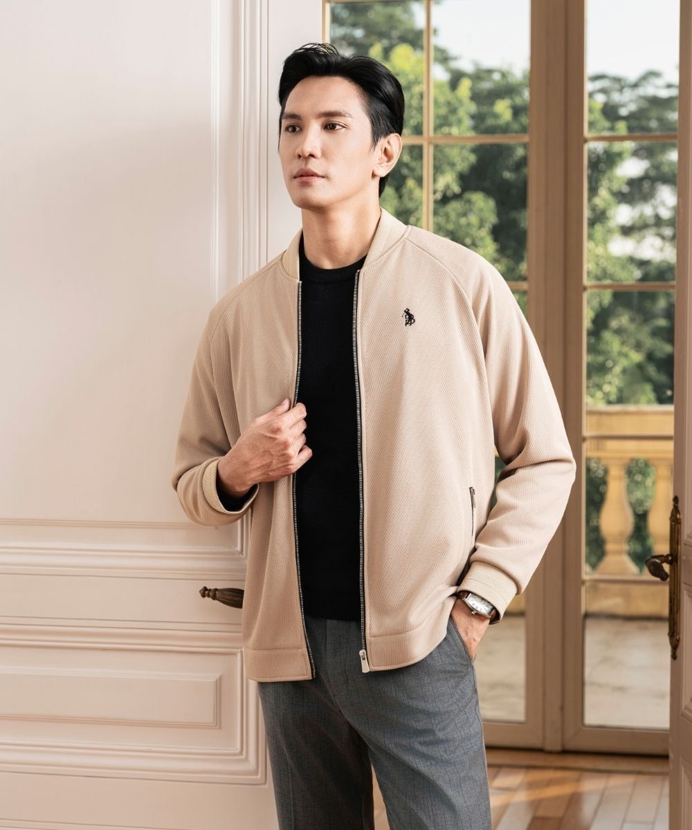 ÁO KHOÁC NỈ CÓ KHÓA KÉO - MÀU BE