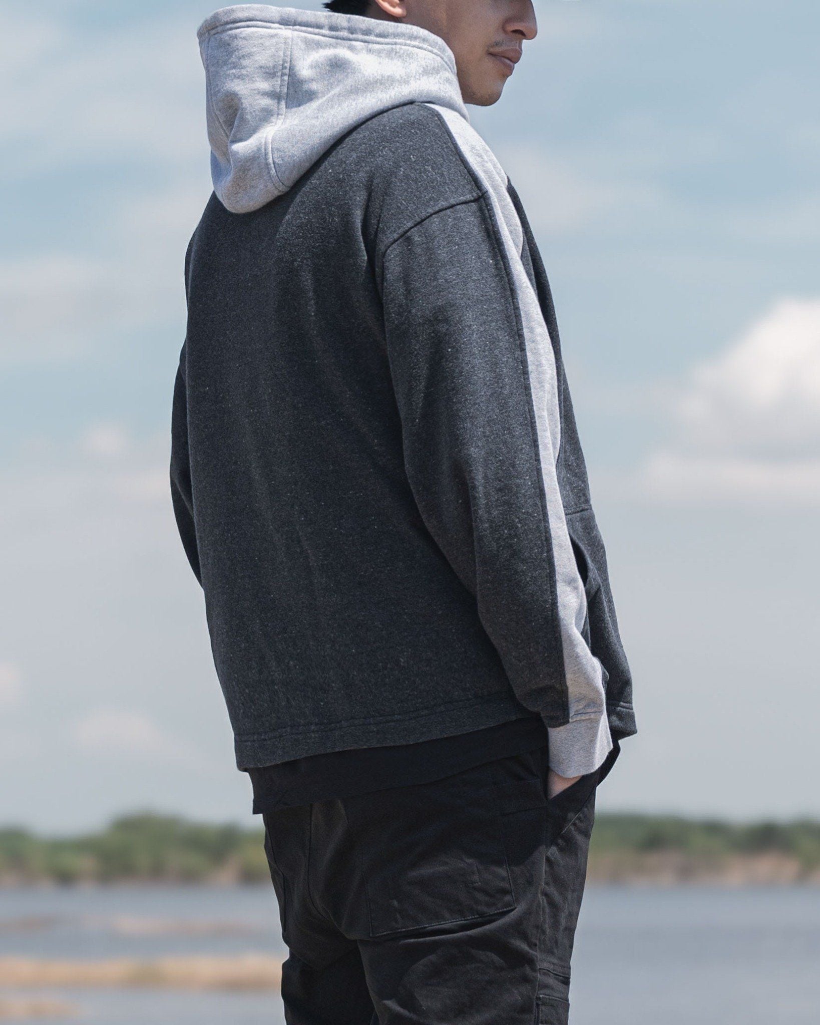  VINTAGE ATHLETIC HOODIE - MIXED GREY 