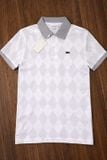  Áo Polo Nam LCST Trắng Họa Tiết Kim Cương Vải 100% Cotton NÚT XÀ CỪ BASIC SlimFit - Vải Dày Nhẹ Mát Cao Cấp Hàng Xuất Xịn Có Big Size 