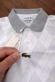  Áo Polo Nam LCST Trắng Họa Tiết Kim Cương Vải 100% Cotton NÚT XÀ CỪ BASIC SlimFit - Vải Dày Nhẹ Mát Cao Cấp Hàng Xuất Xịn Có Big Size 