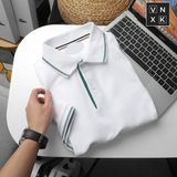  Áo Thun Nam Polo SlimFit LCST CÁ XANH PHỐI VIỀN Logo Thêu Dáng Dài Cổ Bo Len Vải Dệt Cotton Chính Phẩm Xịn Mắt Vải Cá Mập Dệt Xịn Thoáng Mát Cao Cấp Hàng Hiệu VNXK 