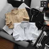  Áo Thun Nam Polo SlimFit LCST CÁ XANH PHỐI VIỀN Logo Thêu Dáng Dài Cổ Bo Len Vải Dệt Cotton Chính Phẩm Xịn Mắt Vải Cá Mập Dệt Xịn Thoáng Mát Cao Cấp Hàng Hiệu VNXK 