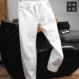  Quần Jean Nam LCST MÀU TRẮNG LC034 Lót Viền Ống Form SlimFit Mềm Mịn Co Giãn Hàng Xuất Xịn Có Big Size 