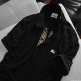  Áo Thun Nam Polo BURBERRY LOGO VÀNG 6 MÀU Form Regular-Fit Vải Dệt Tơ Cao Cấp Sang Trọng 
