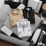  Áo Thun Nam Polo SlimFit LCST CÁ XANH PHỐI VIỀN Logo Thêu Dáng Dài Cổ Bo Len Vải Dệt Cotton Chính Phẩm Xịn Mắt Vải Cá Mập Dệt Xịn Thoáng Mát Cao Cấp Hàng Hiệu VNXK 