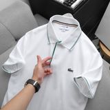  Áo Thun Nam Polo SlimFit LCST CÁ XANH PHỐI VIỀN Logo Thêu Dáng Dài Cổ Bo Len Vải Dệt Cotton Chính Phẩm Xịn Mắt Vải Cá Mập Dệt Xịn Thoáng Mát Cao Cấp Hàng Hiệu VNXK 