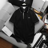  Áo Thun Nam Polo SlimFit LCST CÁ XANH PHỐI VIỀN Logo Thêu Dáng Dài Cổ Bo Len Vải Dệt Cotton Chính Phẩm Xịn Mắt Vải Cá Mập Dệt Xịn Thoáng Mát Cao Cấp Hàng Hiệu VNXK 