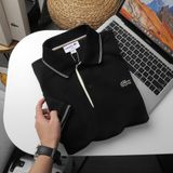  Áo Thun Nam Polo SlimFit LCST CÁ XANH PHỐI VIỀN Logo Thêu Dáng Dài Cổ Bo Len Vải Dệt Cotton Chính Phẩm Xịn Mắt Vải Cá Mập Dệt Xịn Thoáng Mát Cao Cấp Hàng Hiệu VNXK 