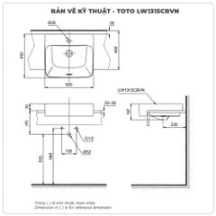 Chậu rửa mặt bán âm TOTO LW1315CBVN