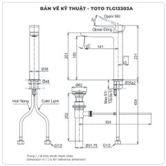 Vòi lavabo nóng lạnh TOTO TLG13303A